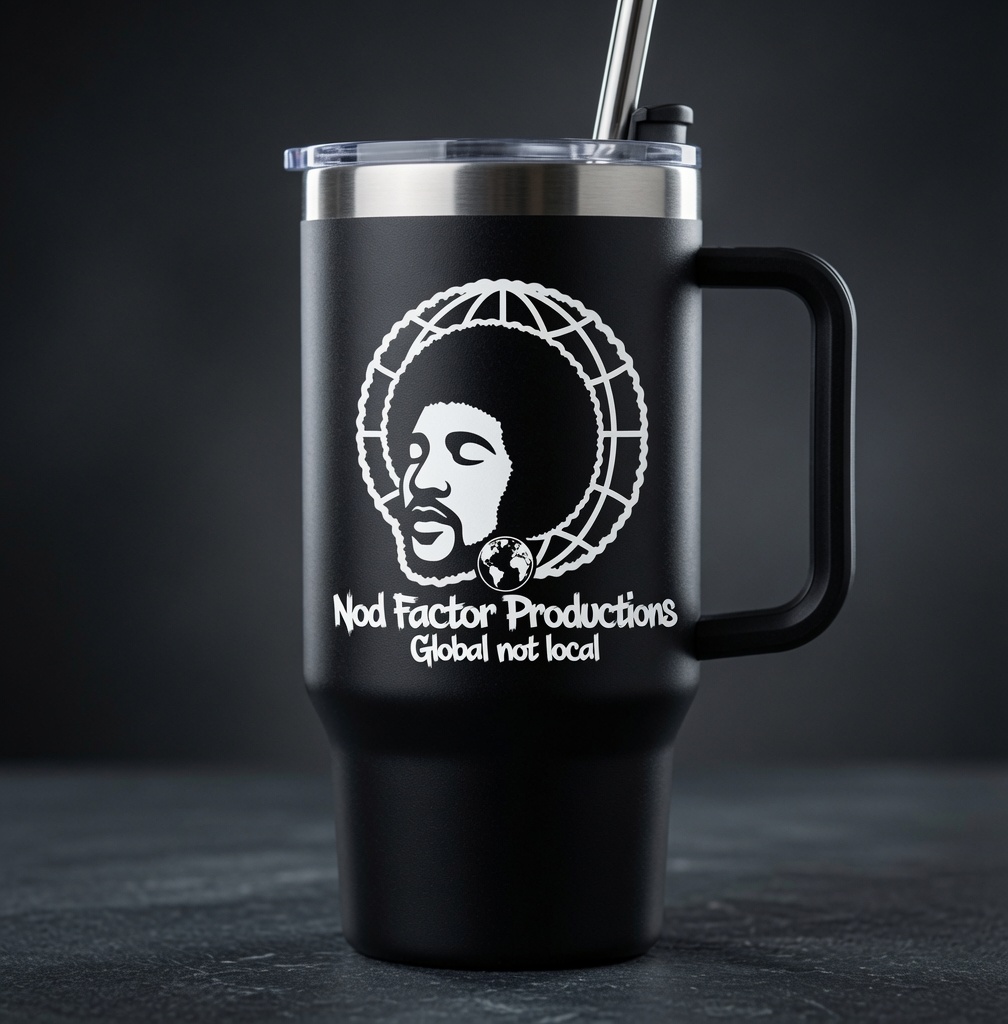 Nod Factor Productions black insulated tumbler with straw
